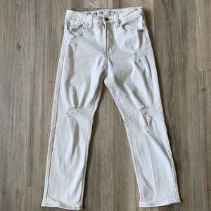S.O.N.G. 90's High Rise Stretch Distressed Faded White Jeans Junior's size 5/27